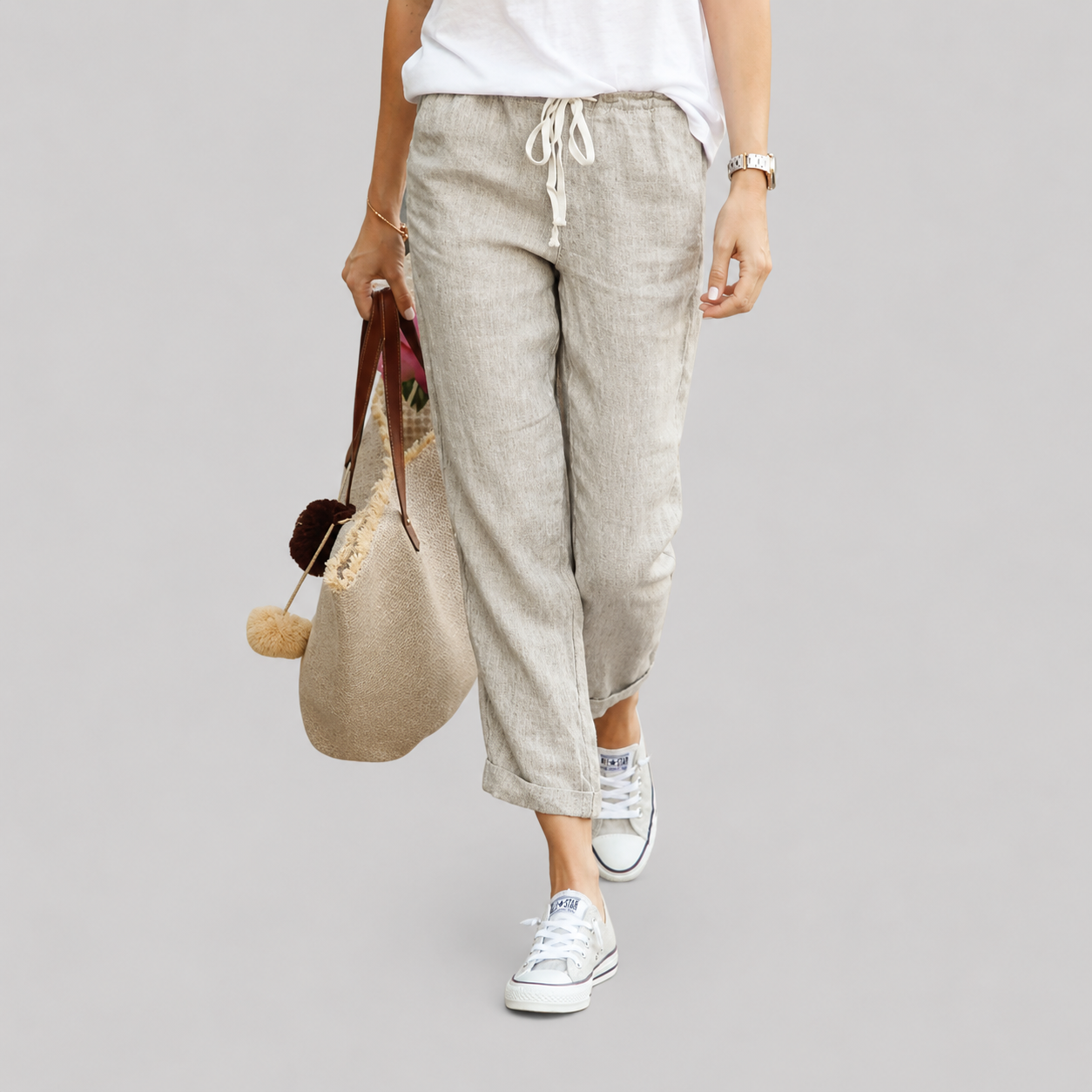 Alvie casual broek met koordtaille
