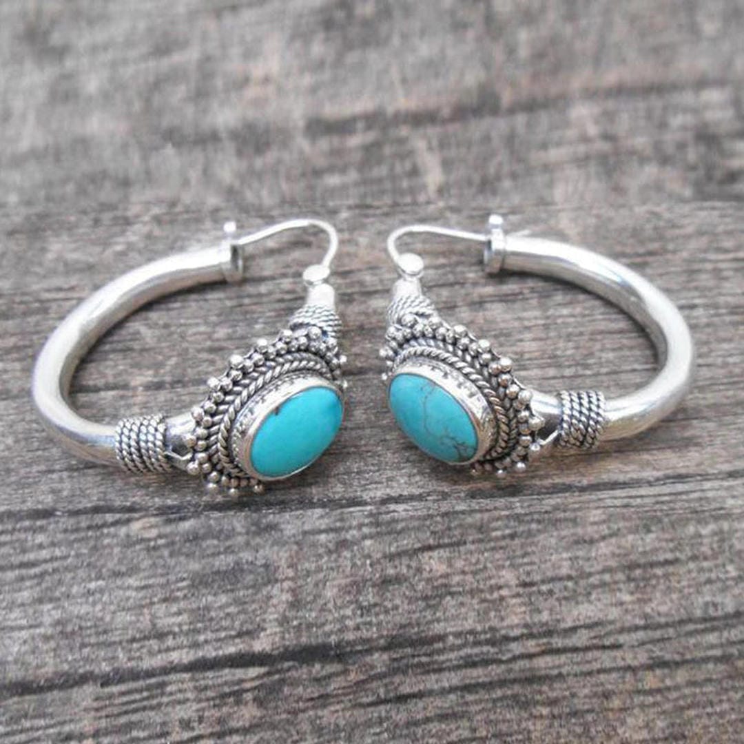 Elettra vintage oorbellen met turkoois