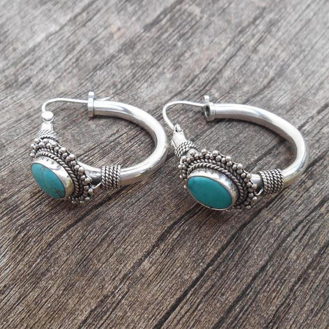 Elettra vintage oorbellen met turkoois