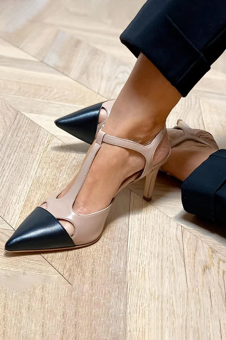 Tweekleurige pumps met bandje