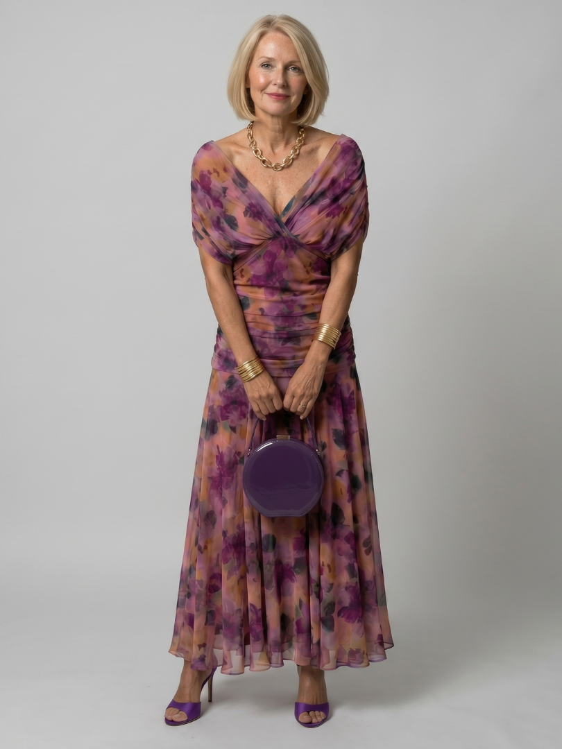 Calen off-shoulder midi-jurk