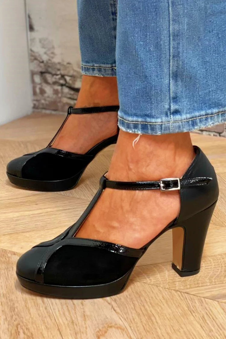 Plateaupumps met T-bandje