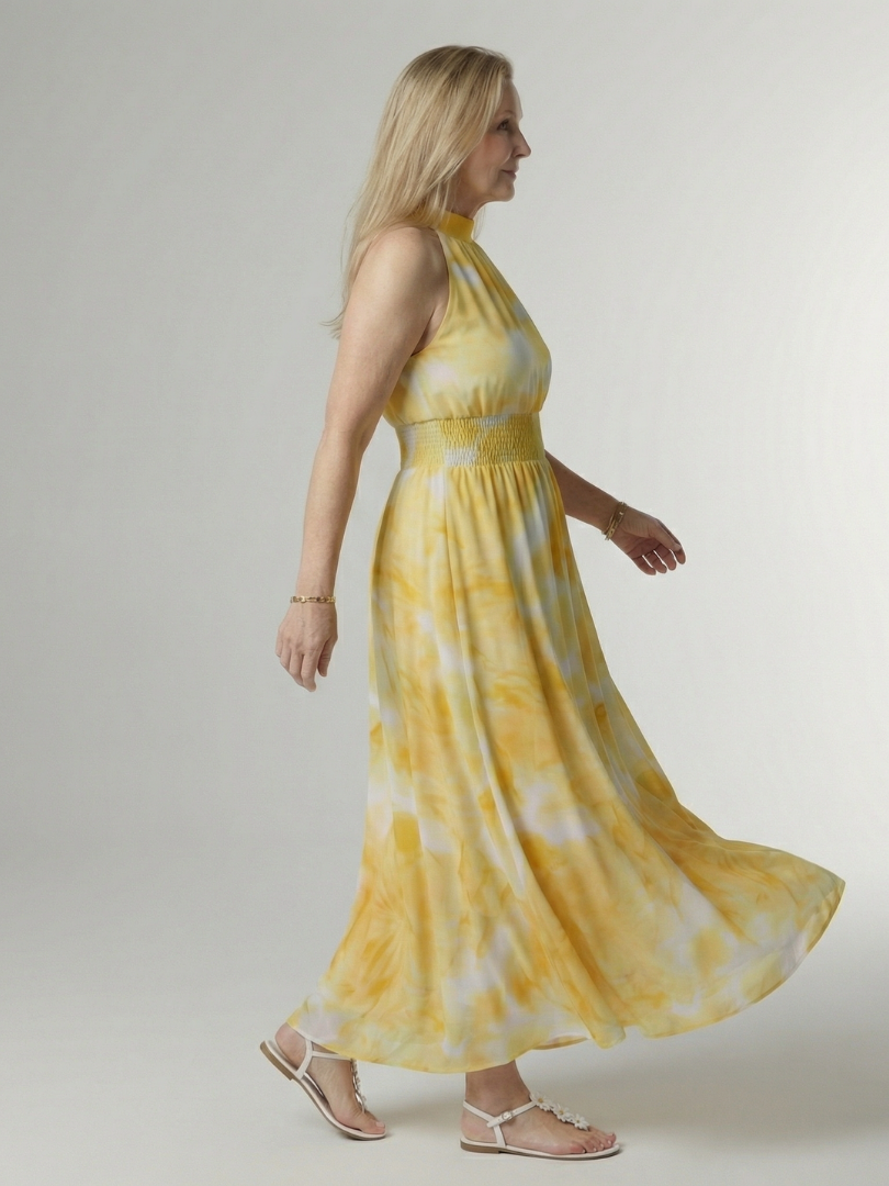 Sylin | Samengestikte Halter Midi Jurk