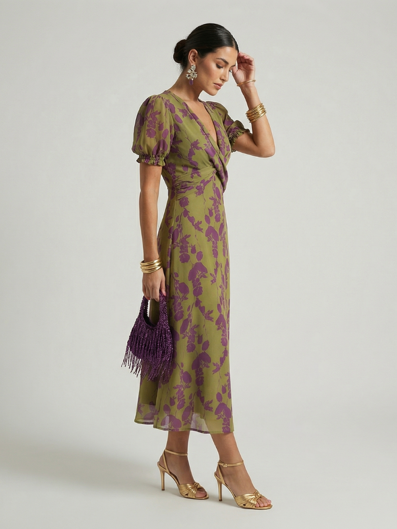Virel midi-jurk met bloemenprint