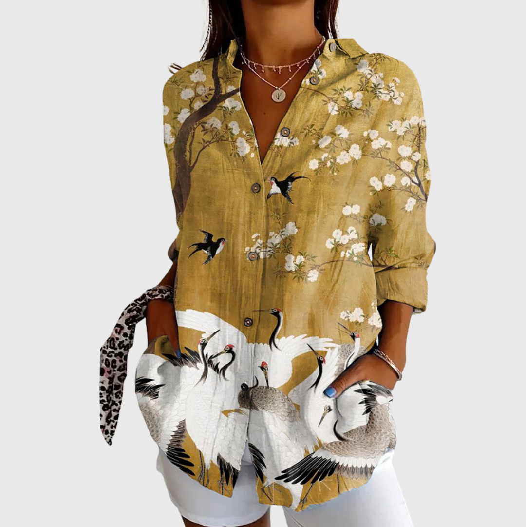 Nadia kleurrijke blouse met print