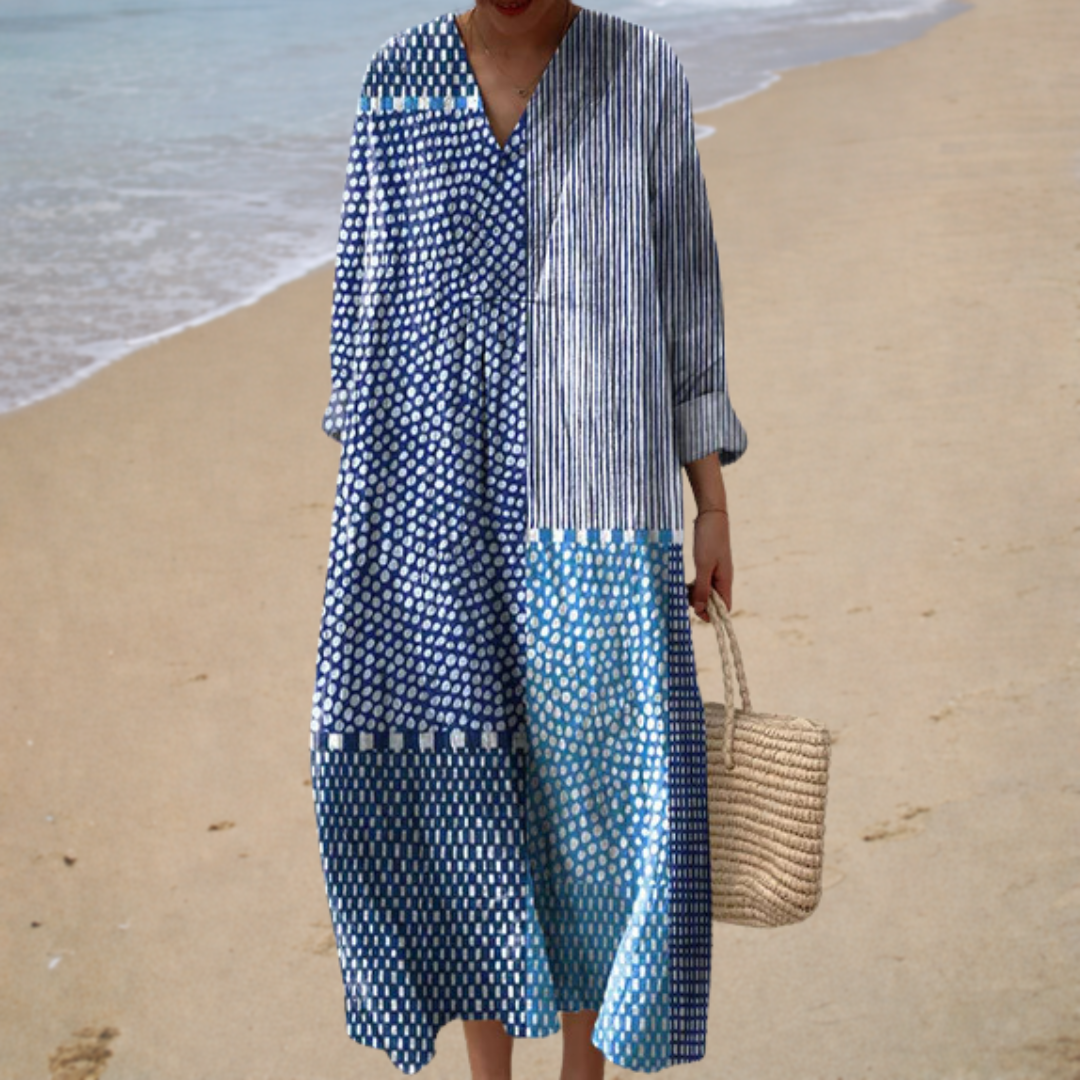 Jannie jurk met stippenprint in blauw