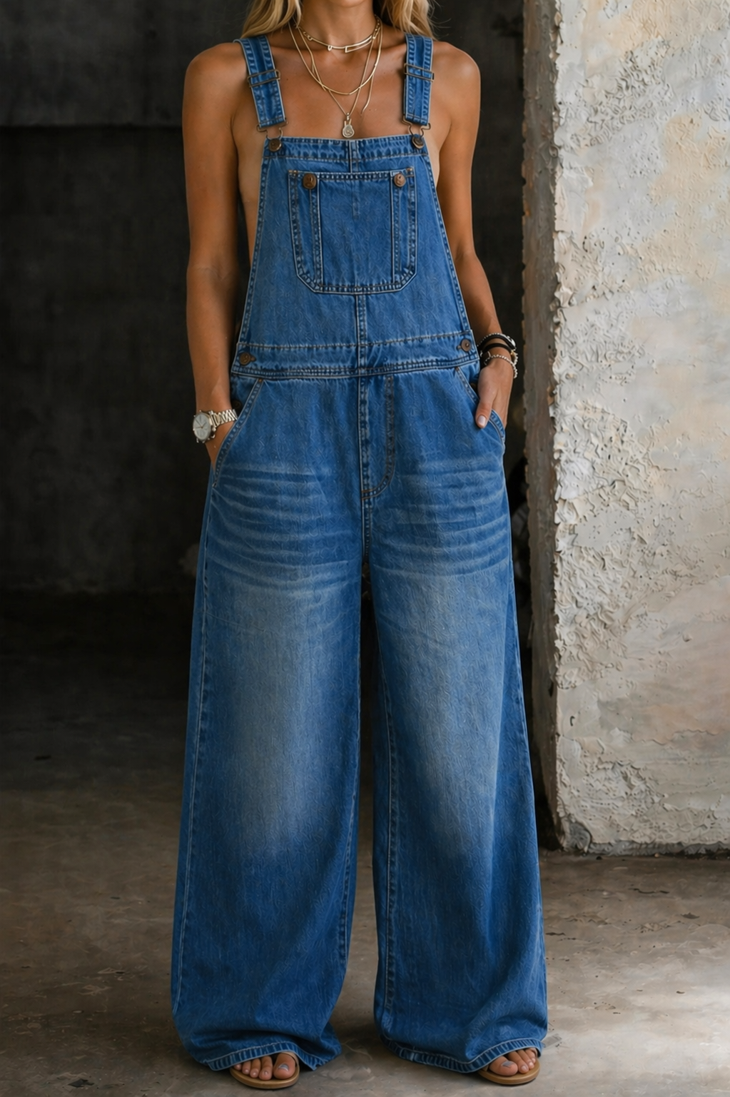 Harper | Denim jumpsuit met elastische taille