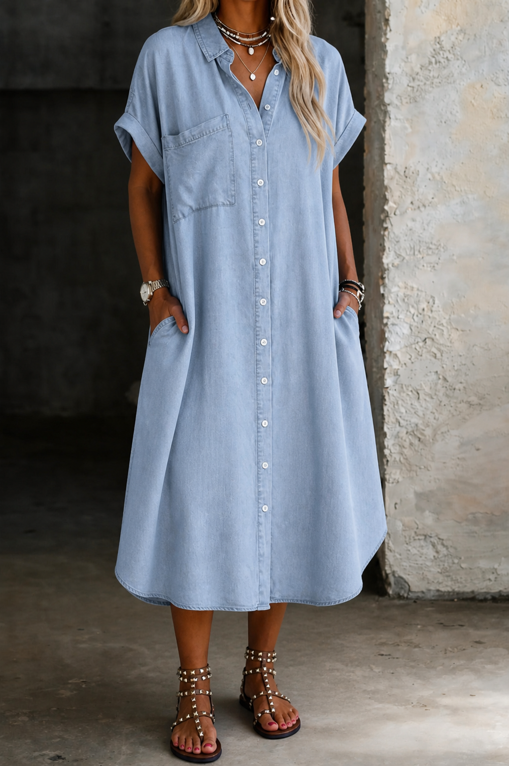 Karen | Lichte denim blousejurk