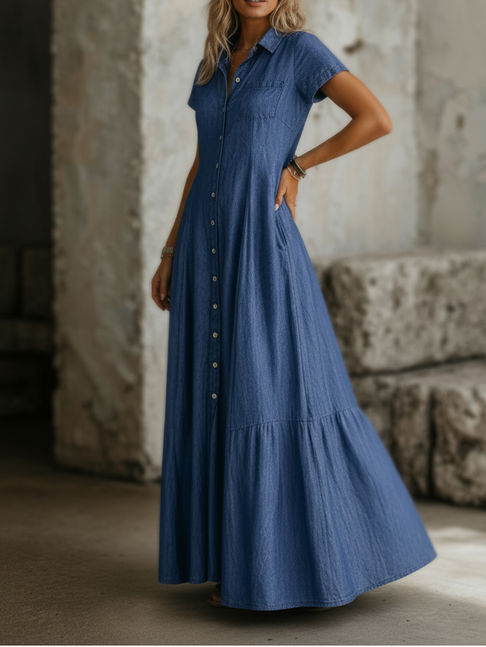 Mandy | Lange denim jurk