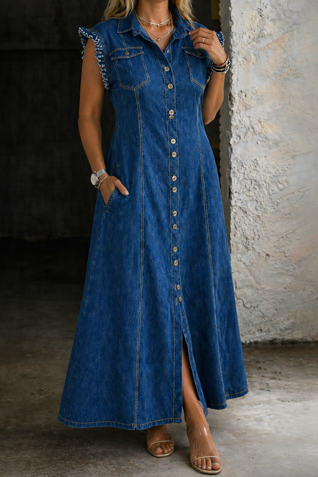 Liora | Denim jurk in grote maten