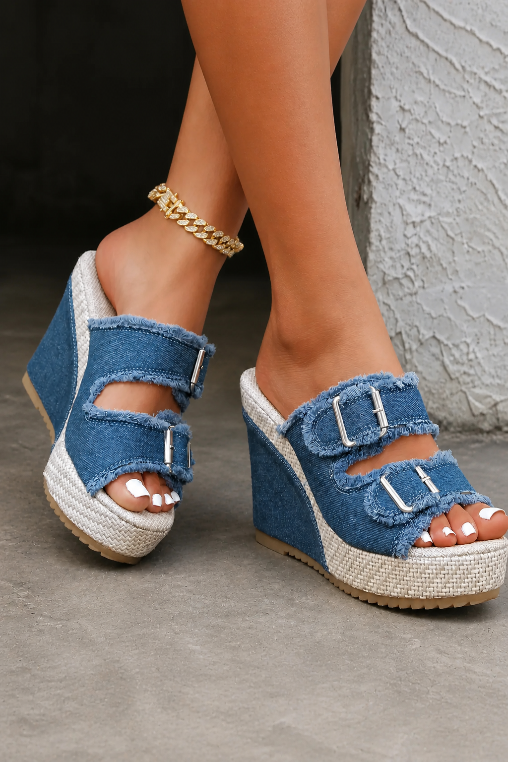 Atelier | Sandalen met sleehak en gerafelde rand