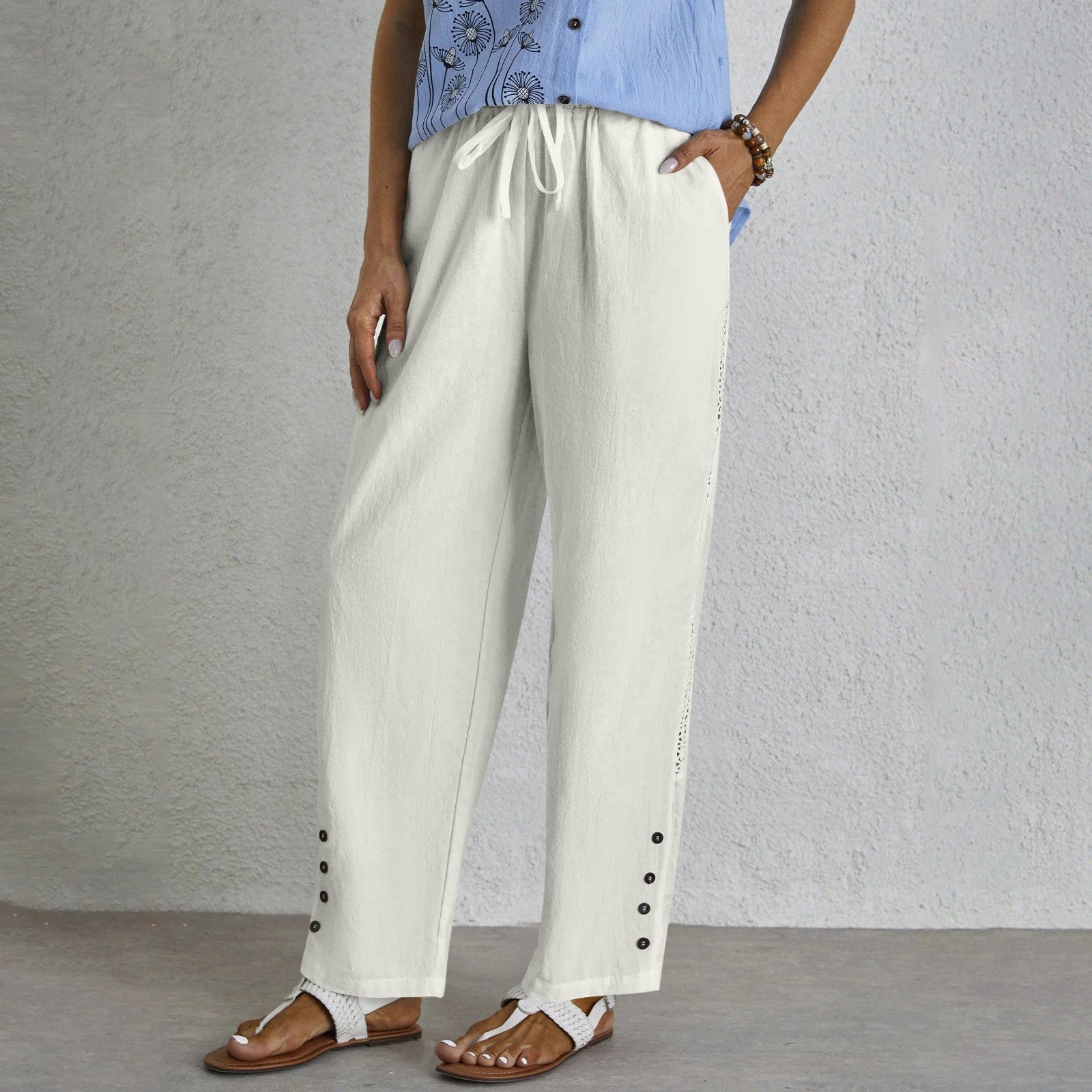 Shania relaxed broek met knoopdetail