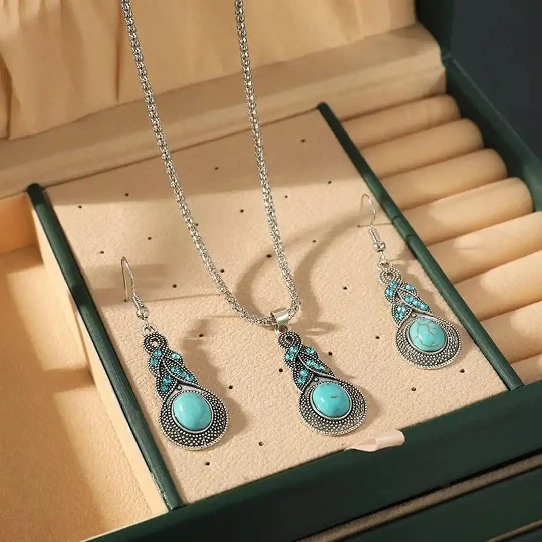 Priscilla vintage sieradenset met turkoois