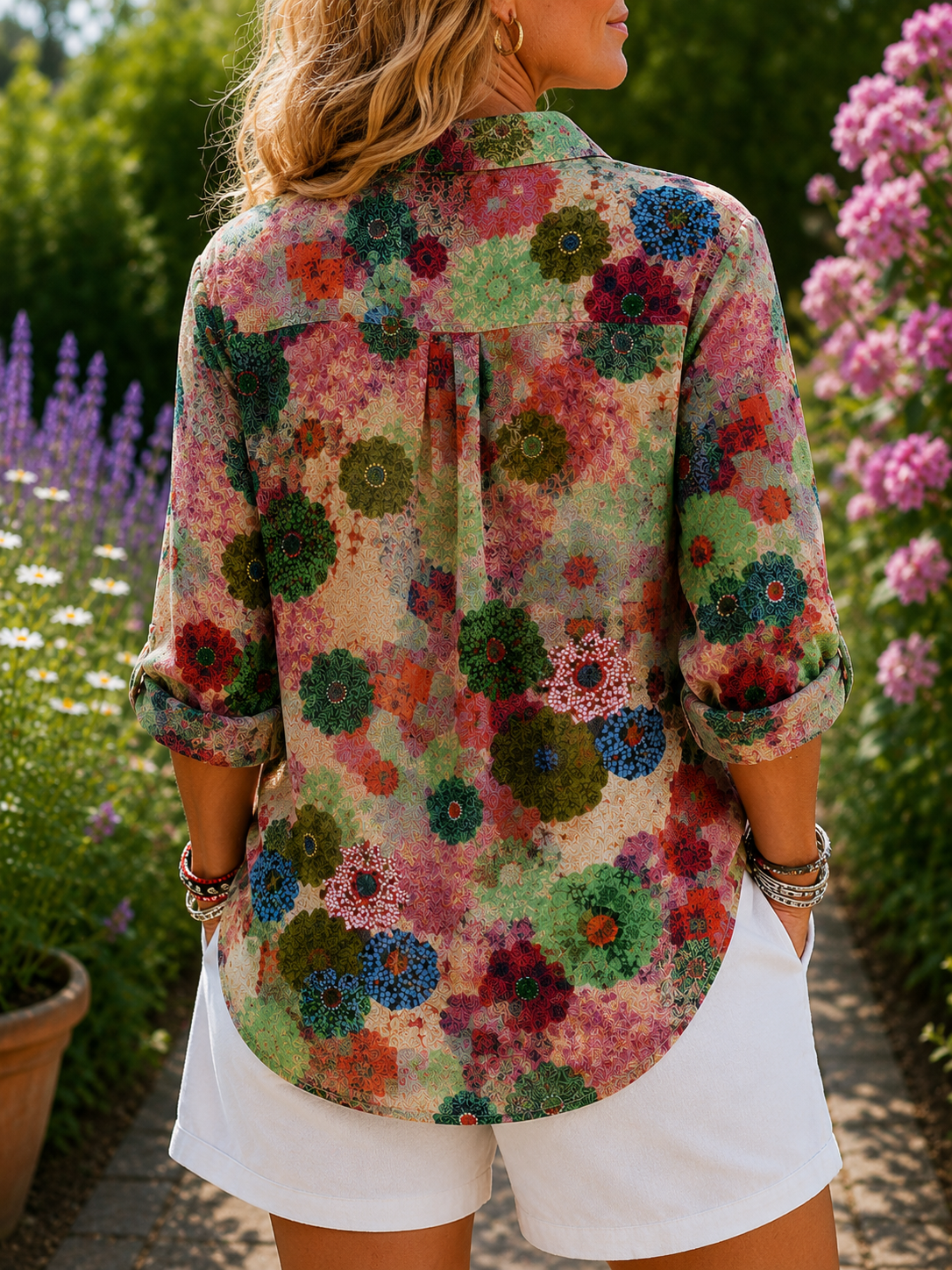Grace blouse met patchwork-bloemenprint