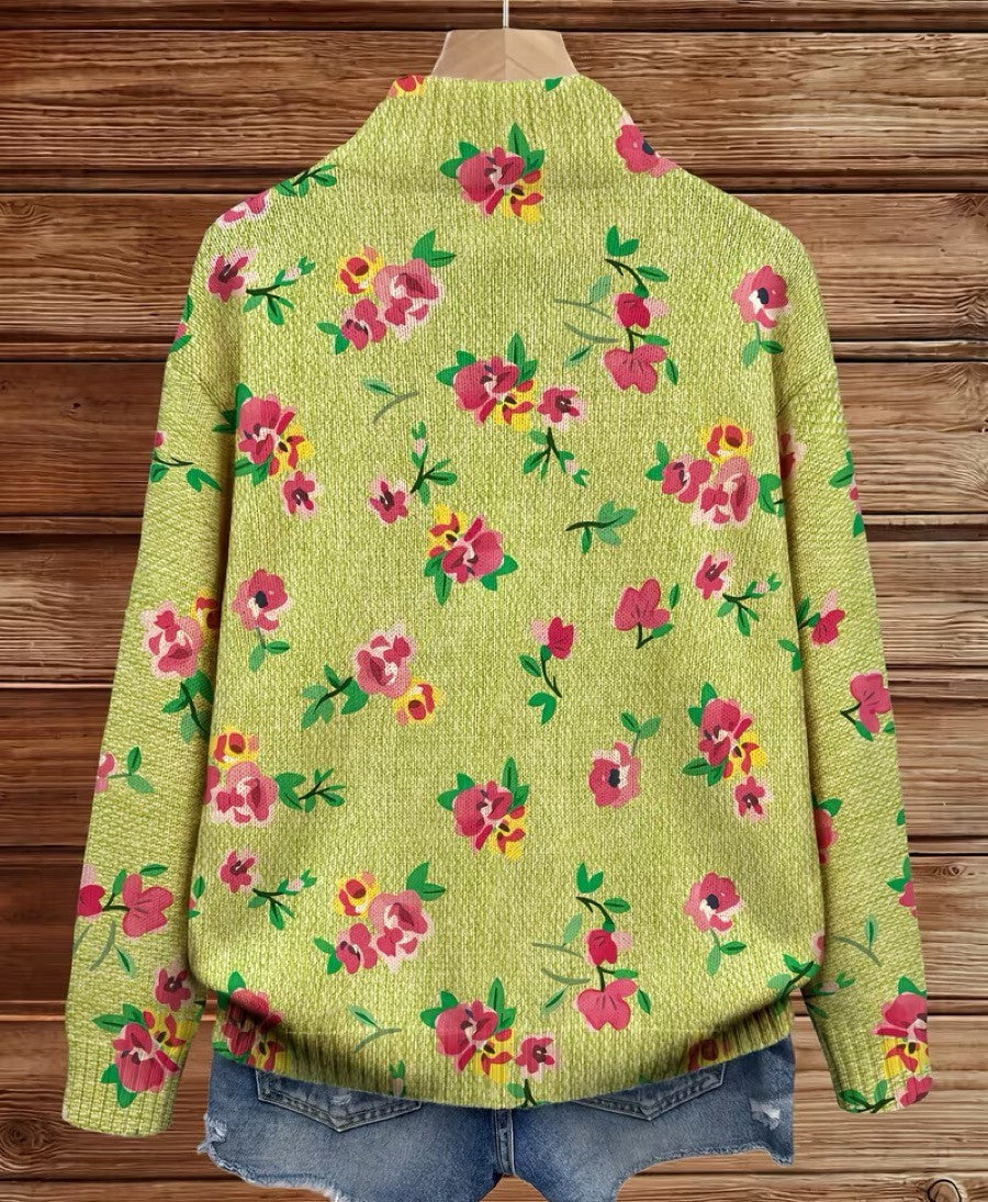 Constance ritsvest met roze bloemen op limegroen