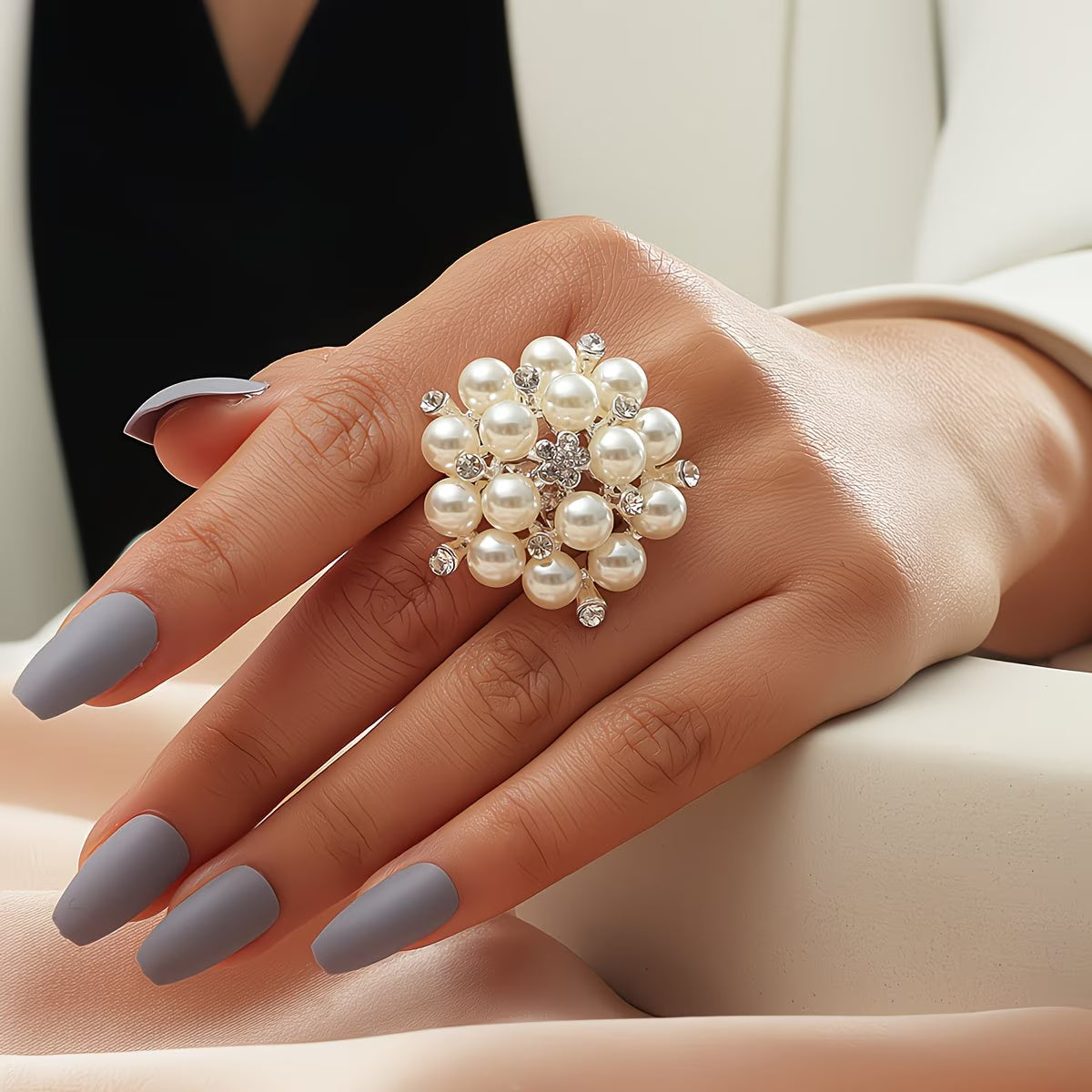 Verstelbare ring met parels