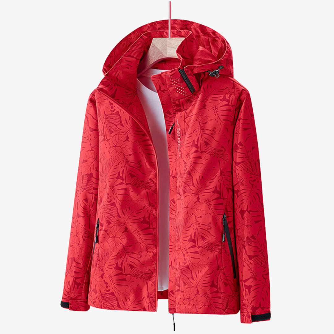 Ellie | Windjack met capuchon en bladprint