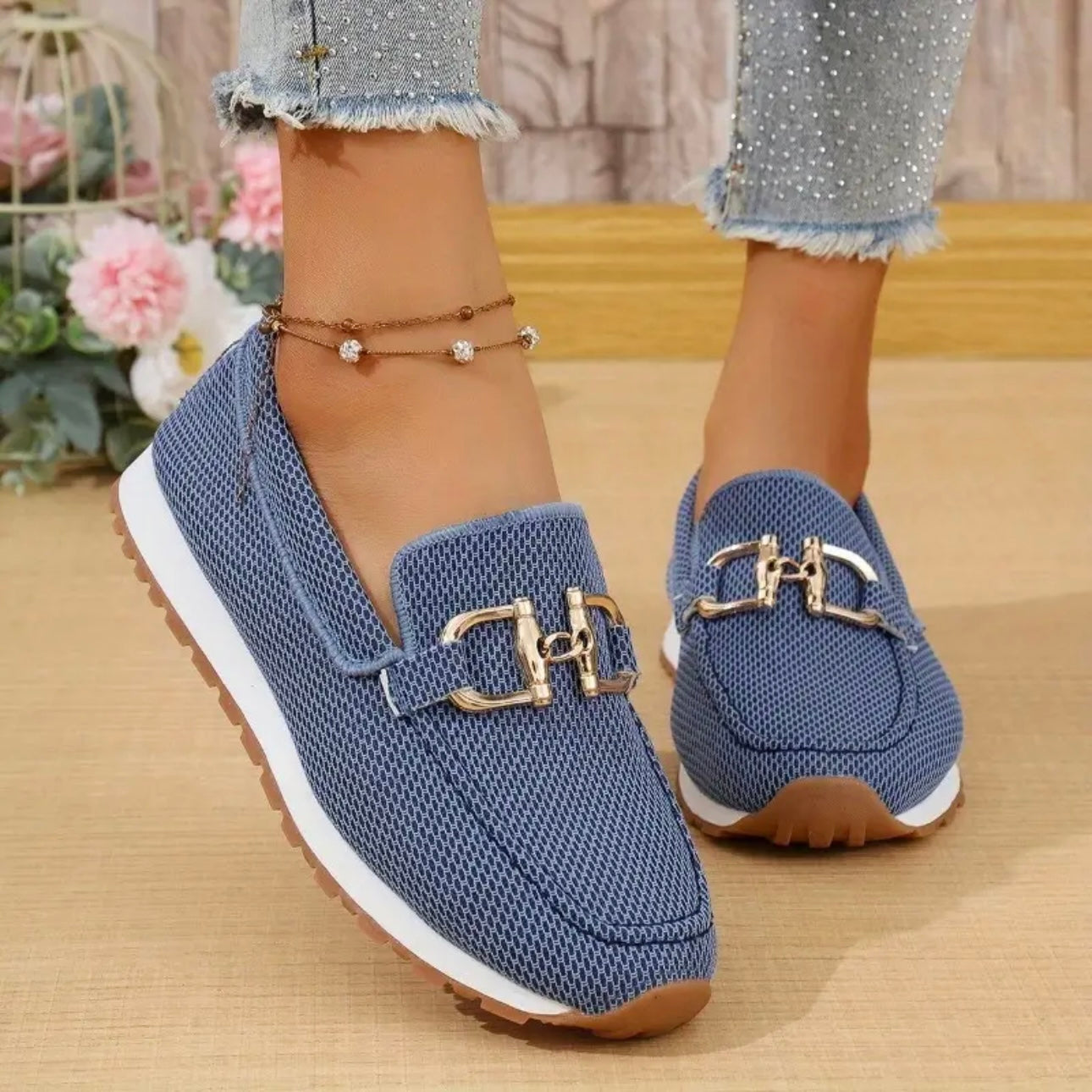 Elsie chique loafer-sneakers in jeansblauw
