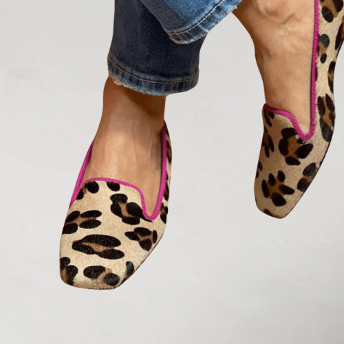 Estelle loafers met luipaardprint detail