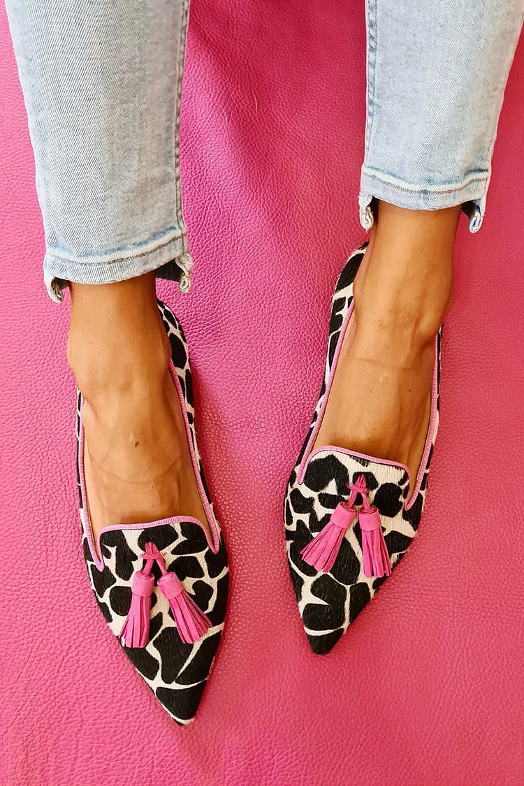 Evelynn stijlvolle loafers met luipaardprint in roze