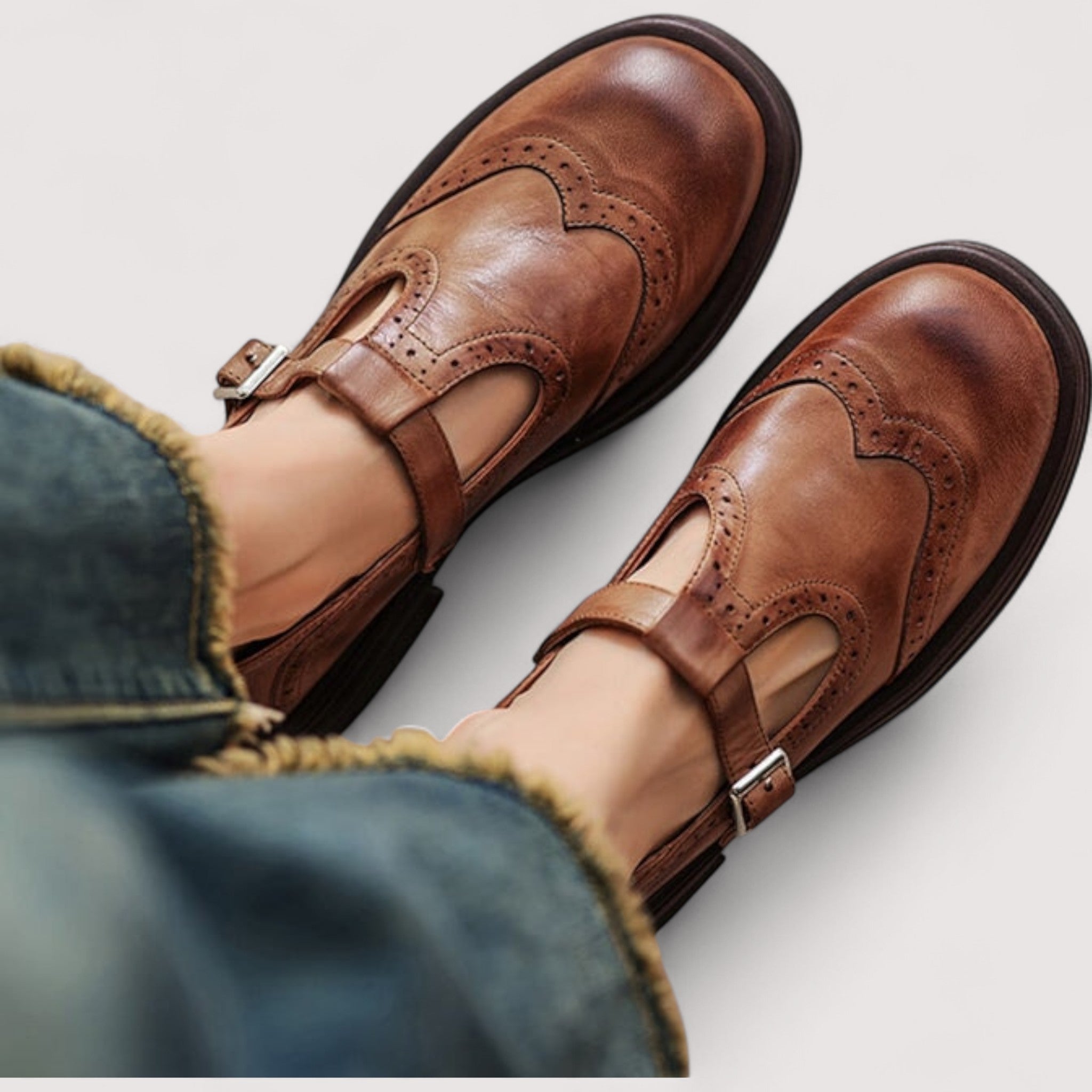 Florence comfortabele mary janes in bruin