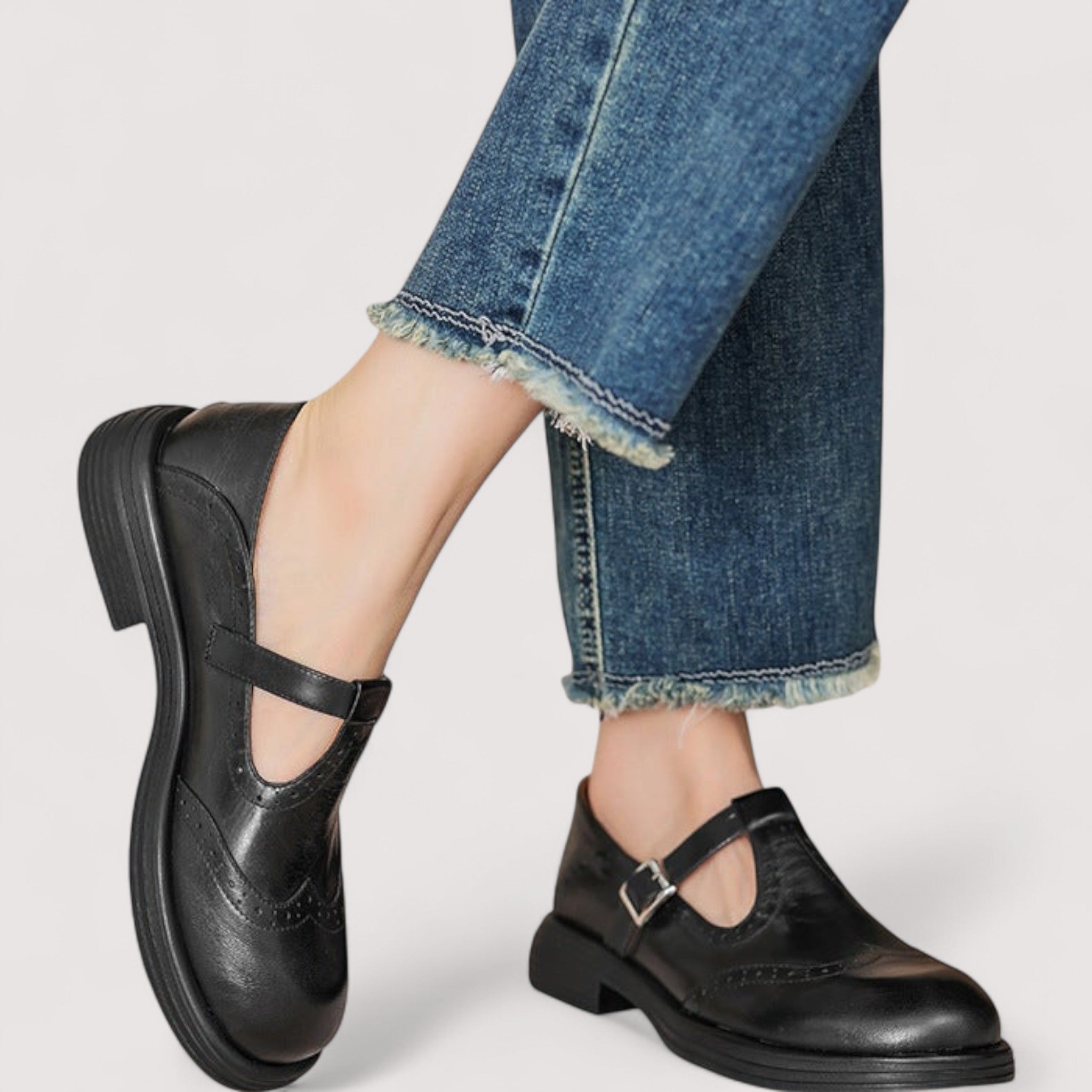 Florence comfortabele mary janes in zwart