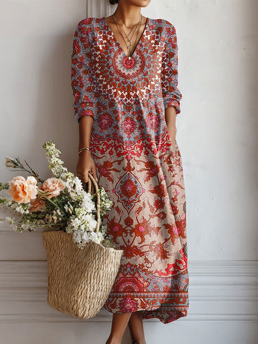 Gabriela | Lange jurk met vintage medaillons