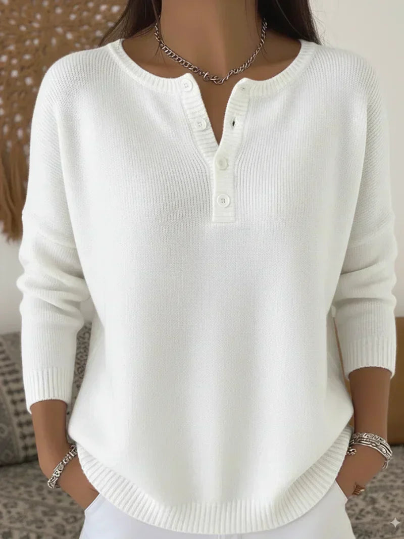 Helena gebreide trui met henley-knoopsluiting