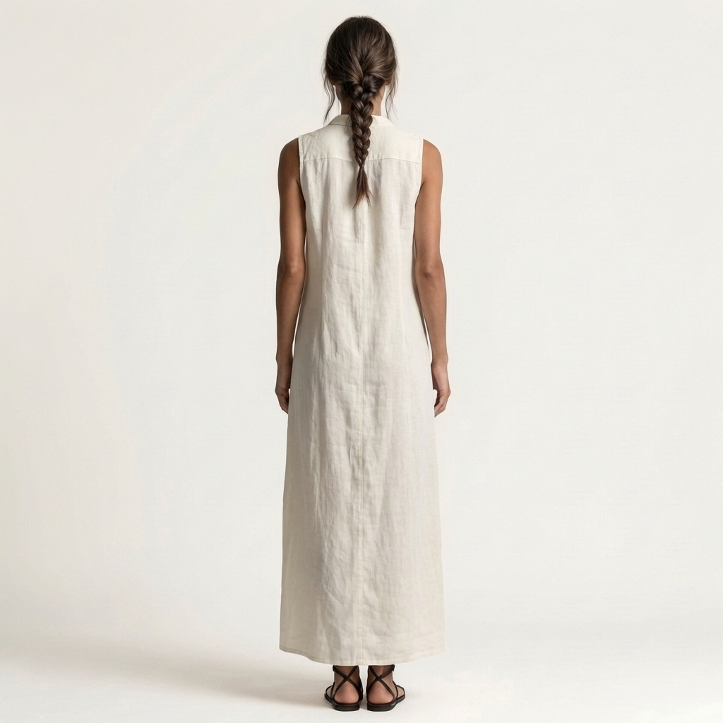 Riekje mouwloze doorknoopjurk met capuchon