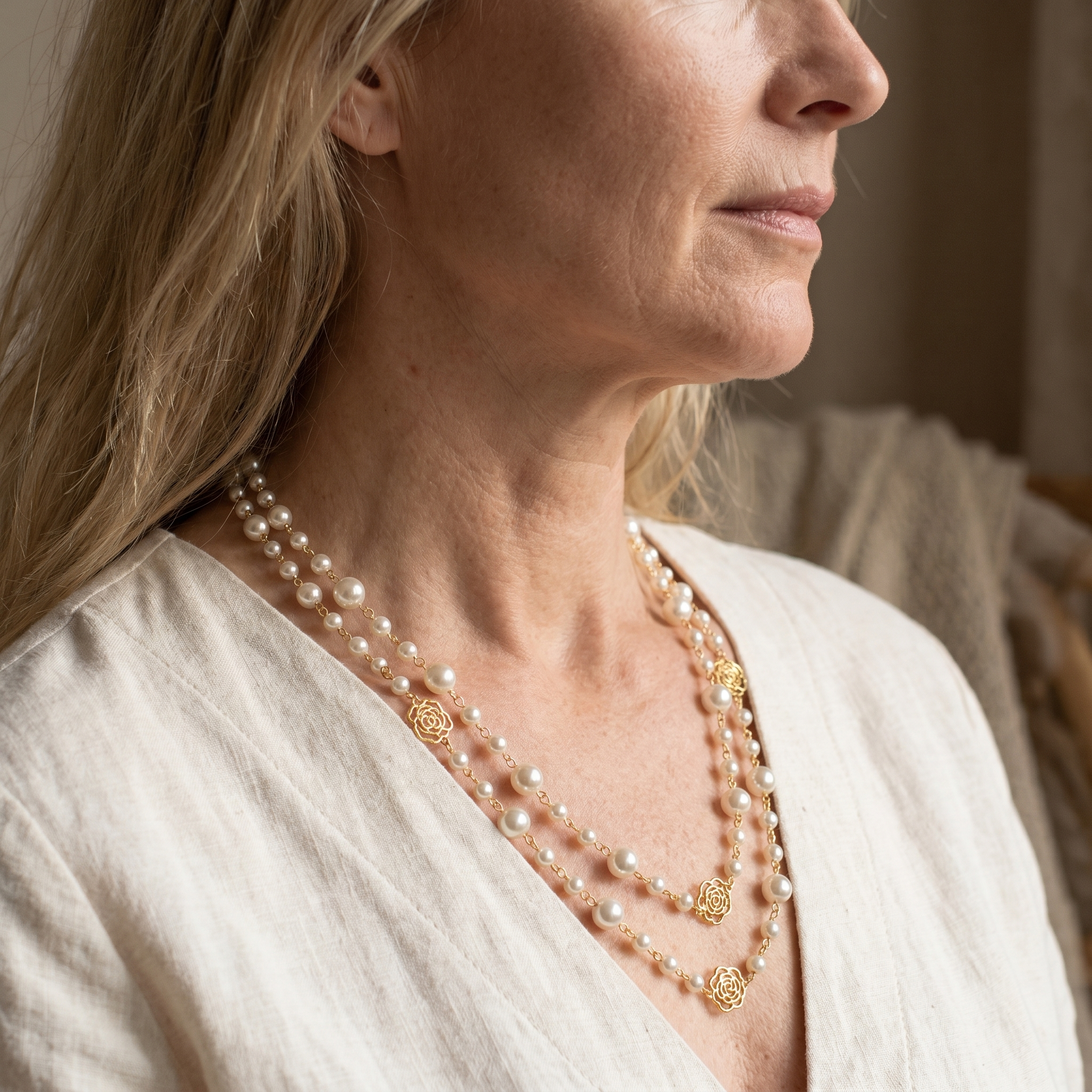 Elegante ketting met gouden parels