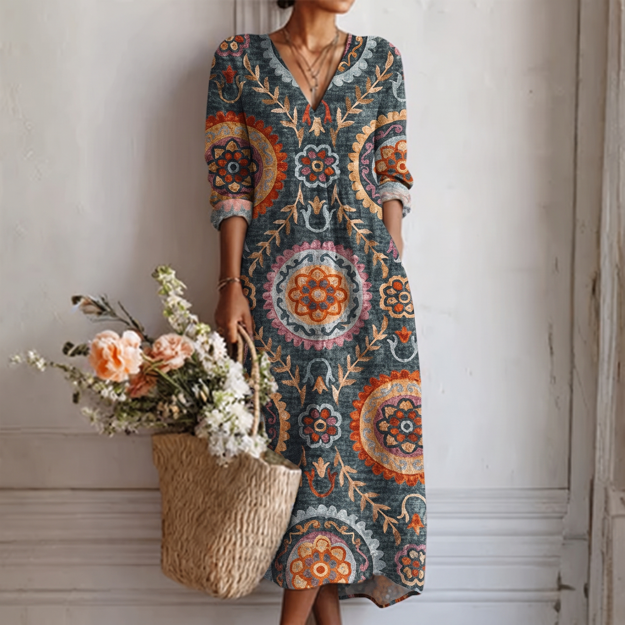 Elia midi-jurk met geometrische print