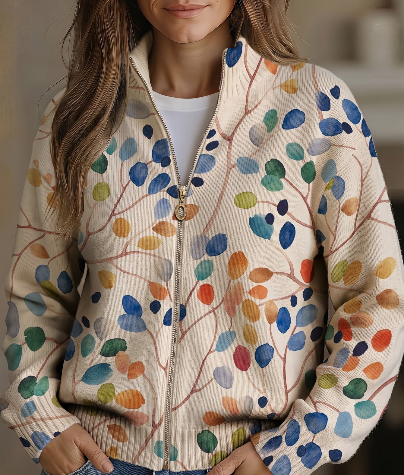 Imogene ritsvest met botanische bladprint