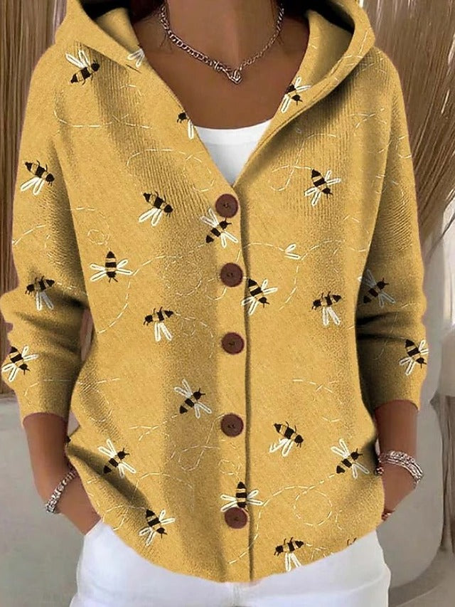 Paloma | Gebreid vest met print en capuchon