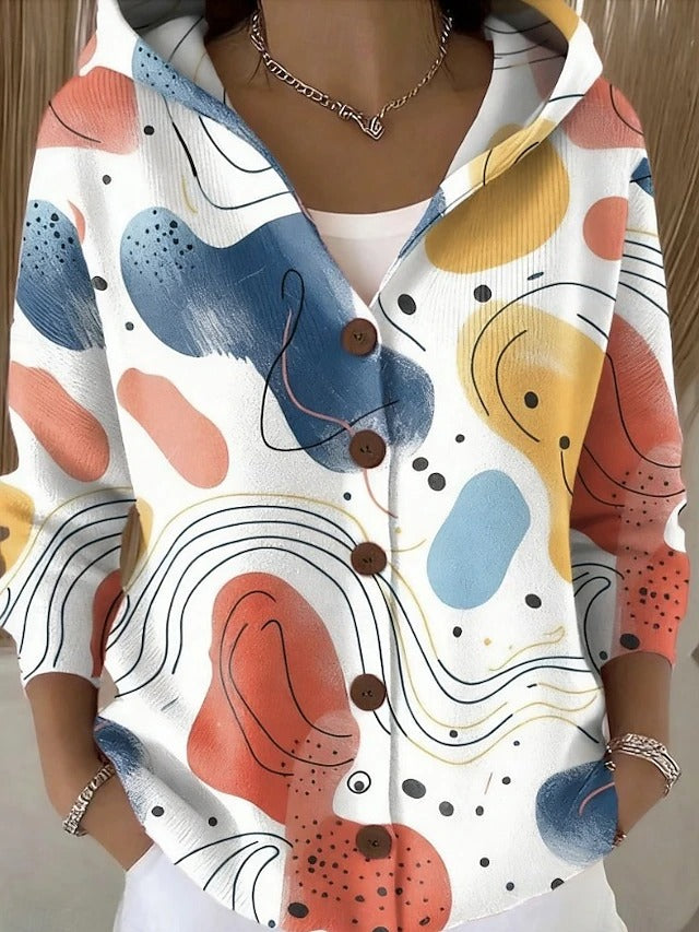 Paloma | Gebreid vest met print en capuchon