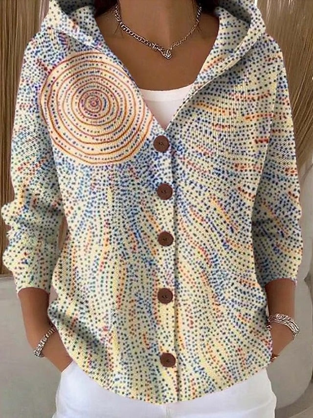 Paloma | Gebreid vest met print en capuchon