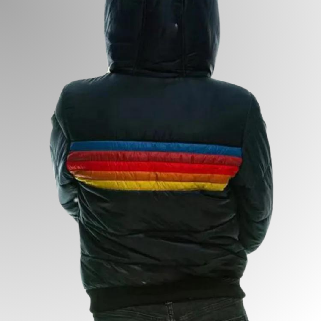 Rizzy | Gewatteerde jas met retro strepen