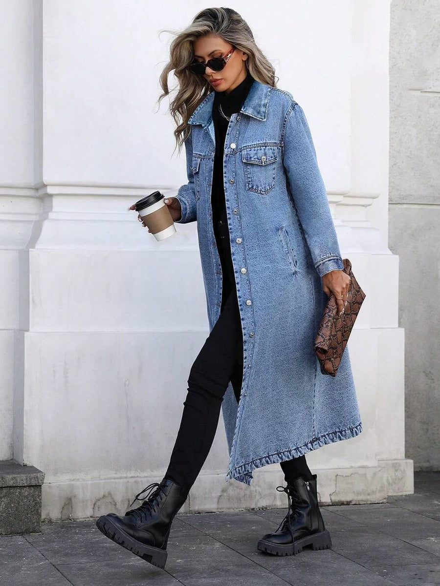 Maya | Lange stijlvolle denim jas