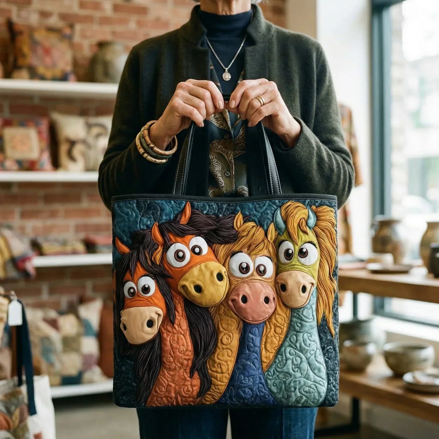 Ambachtelijke tas - Speelse pony's