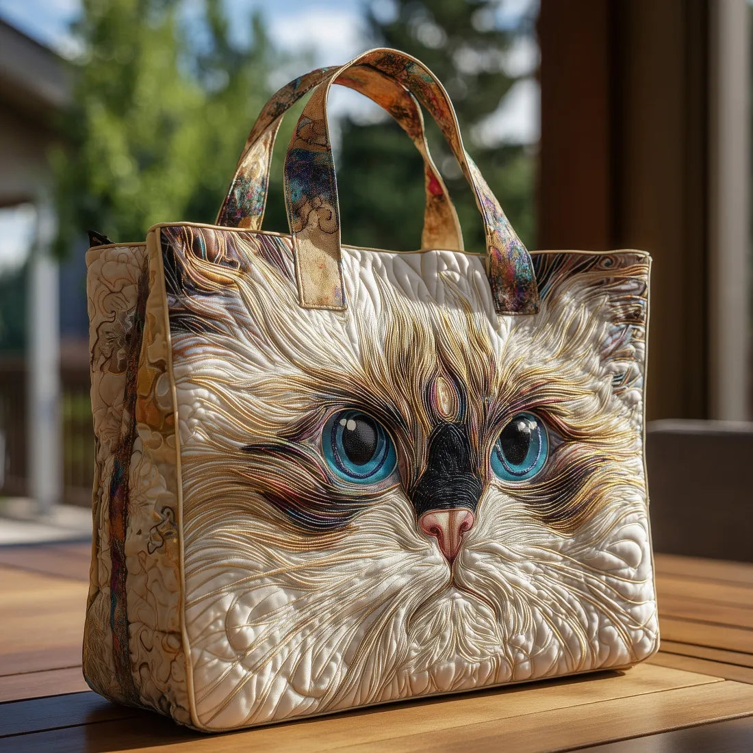 Ambachtelijke tas - Witte kat met blauwe ogen