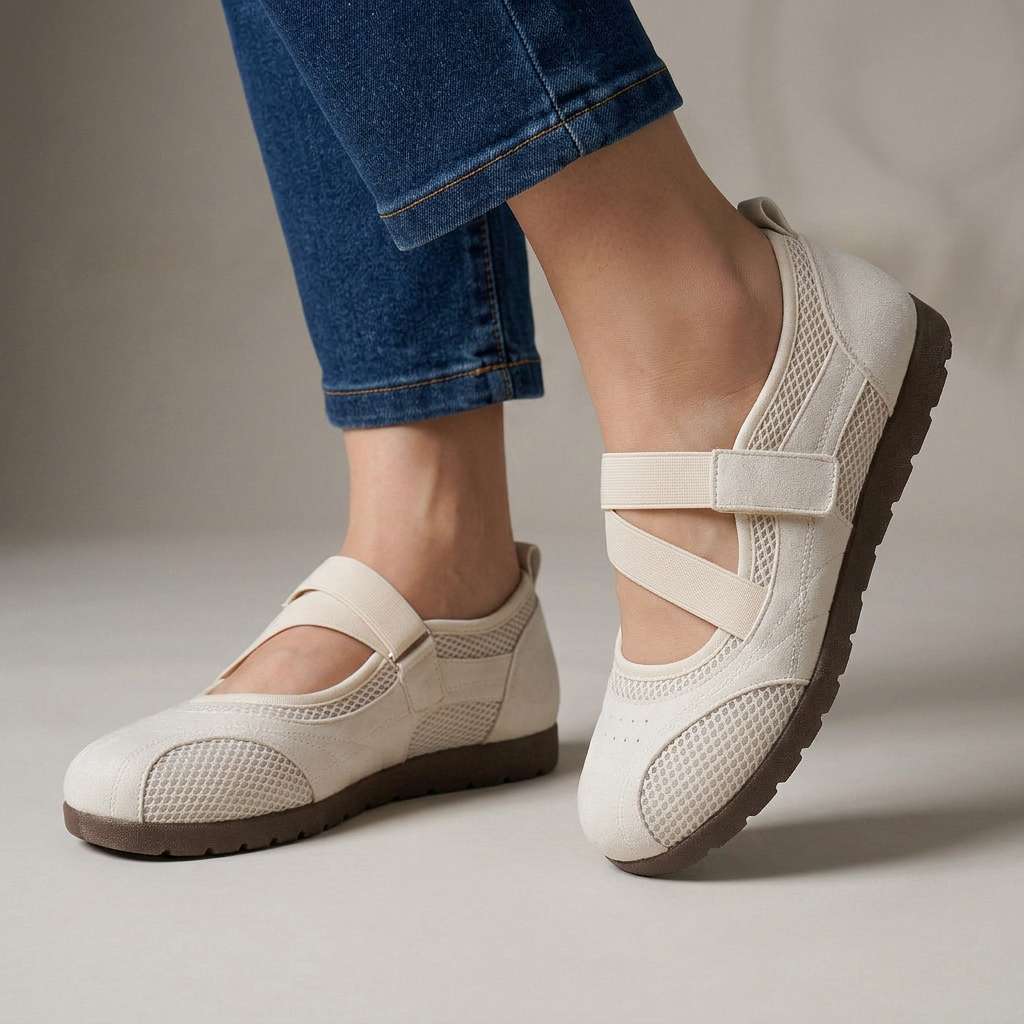 Vivian comfortschoenen met mesh en gekruiste band