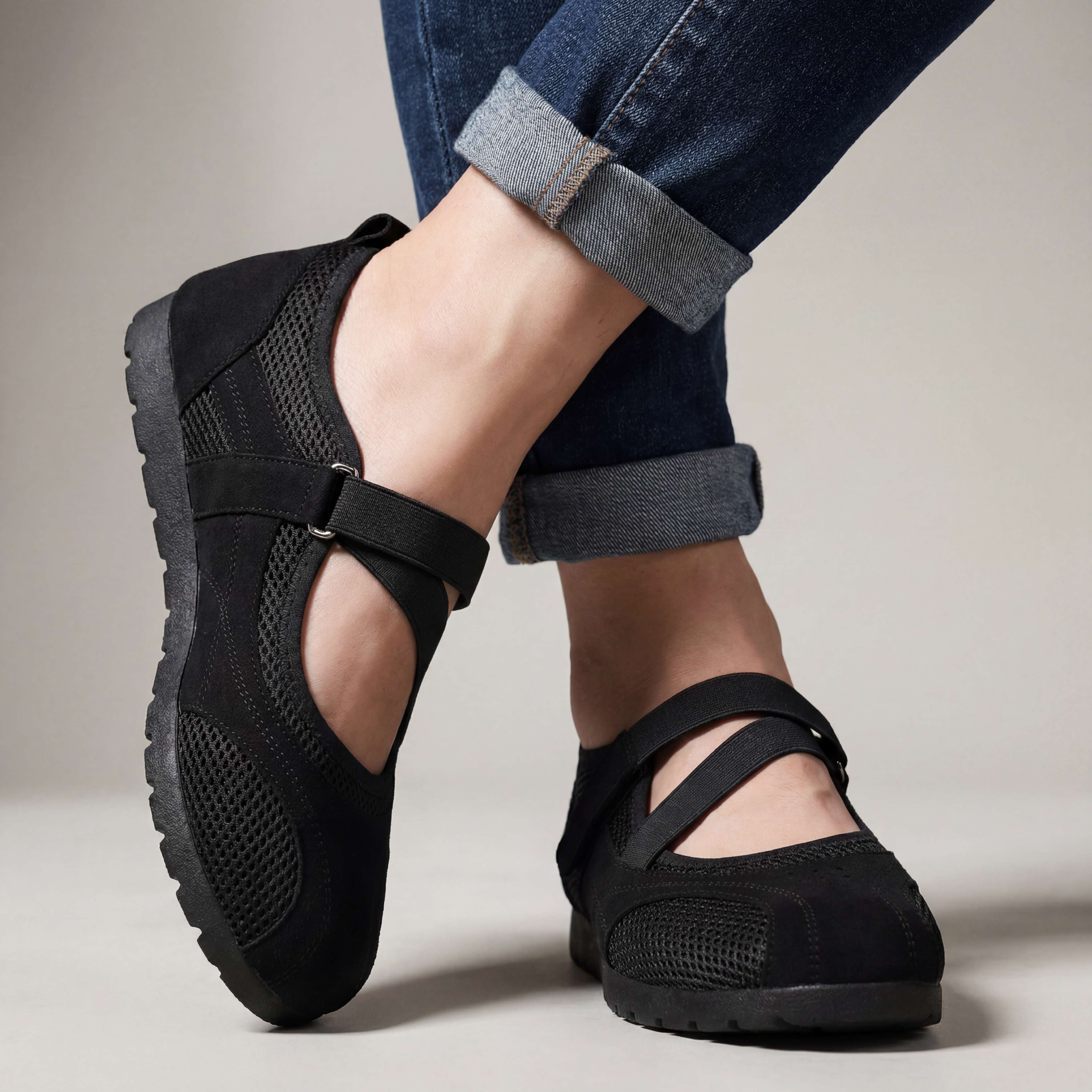 Vivian comfortschoenen met mesh en gekruiste band