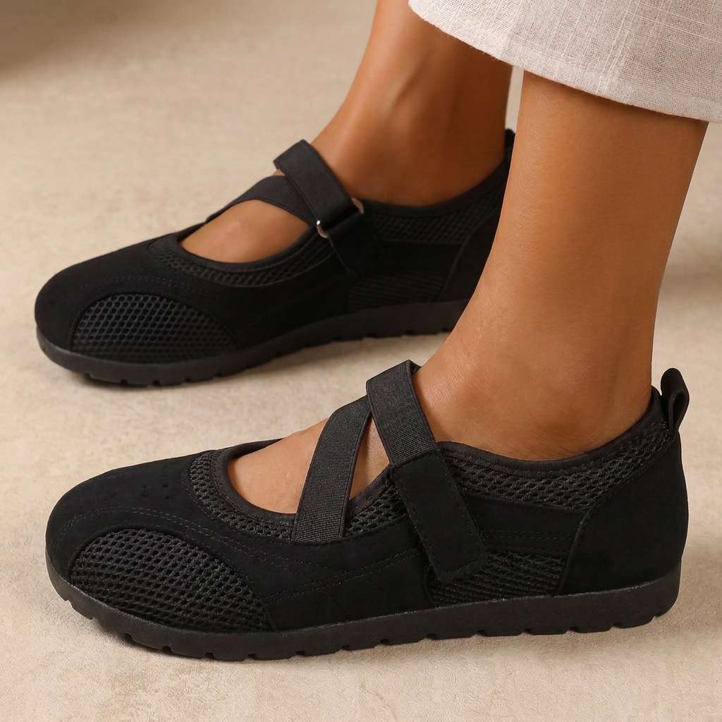 Vivian comfortschoenen met mesh en gekruiste band