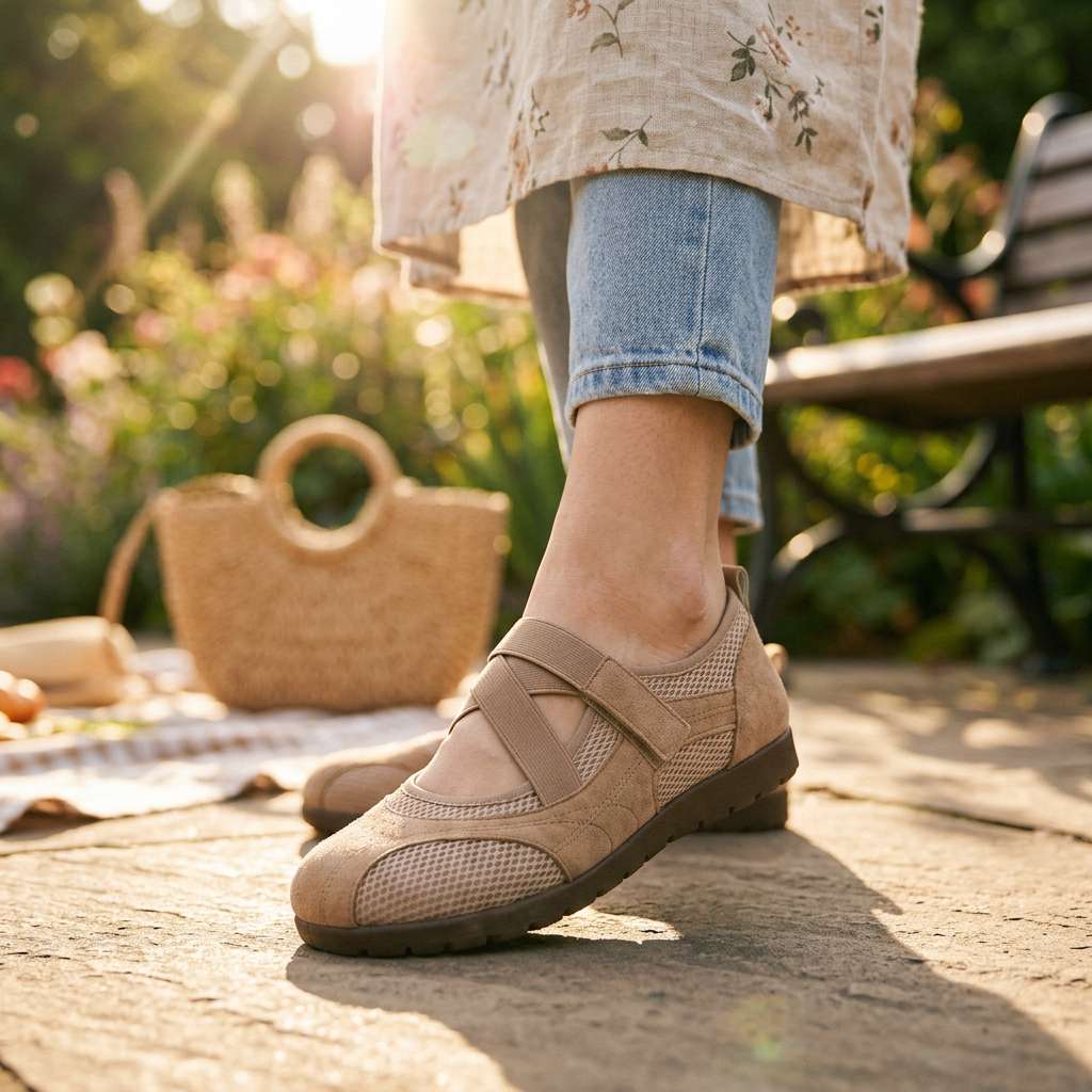 Vivian comfortschoenen met mesh en gekruiste band