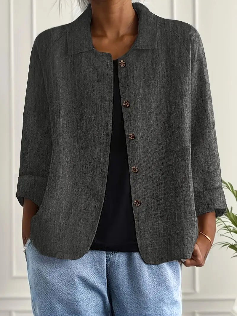 Zelina doorknoopblouse in antraciet