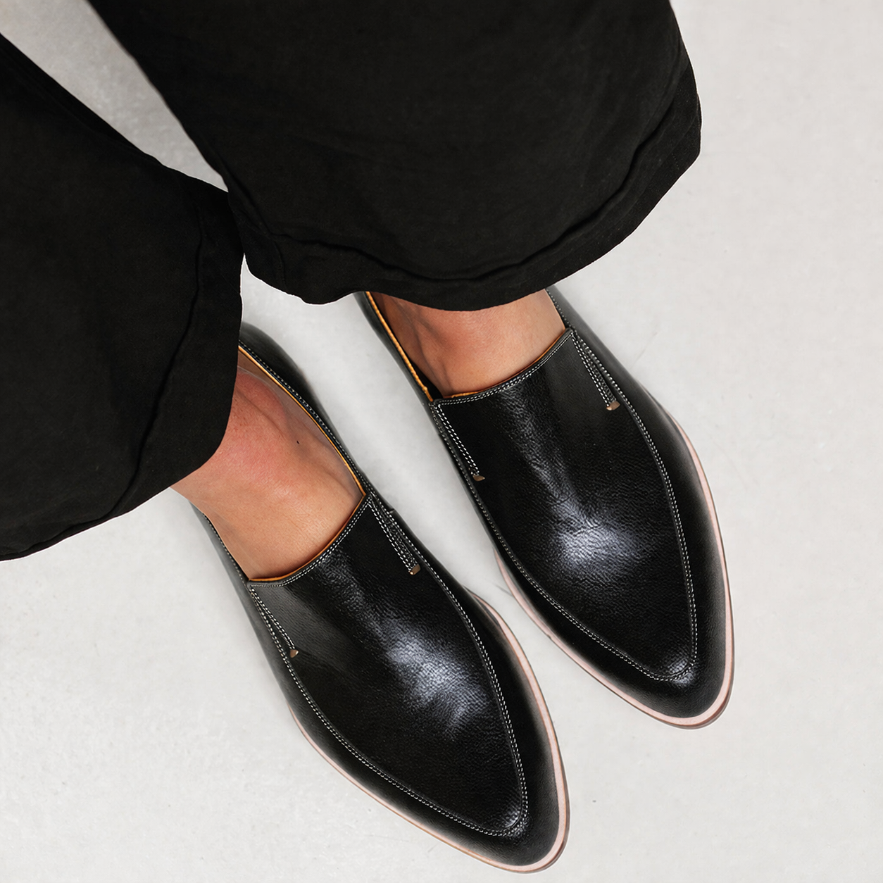 Zofia | Zwarte loafer met patchwork