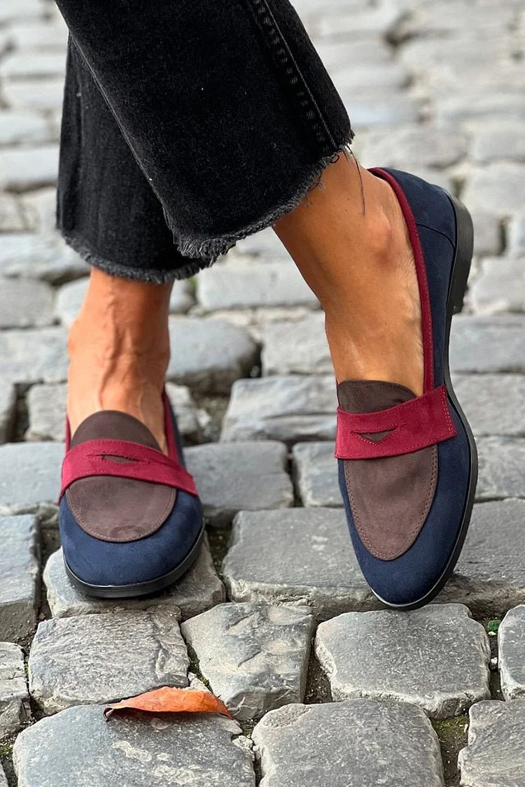Colourblock loafers in marineblauw