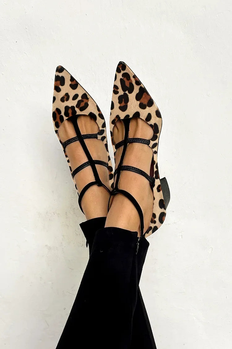 Ballerina's met dierenprint en bandjes