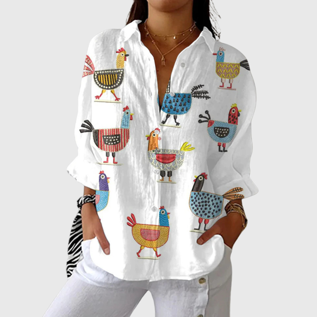 Dieneke lichte blouse met kleurrijke print
