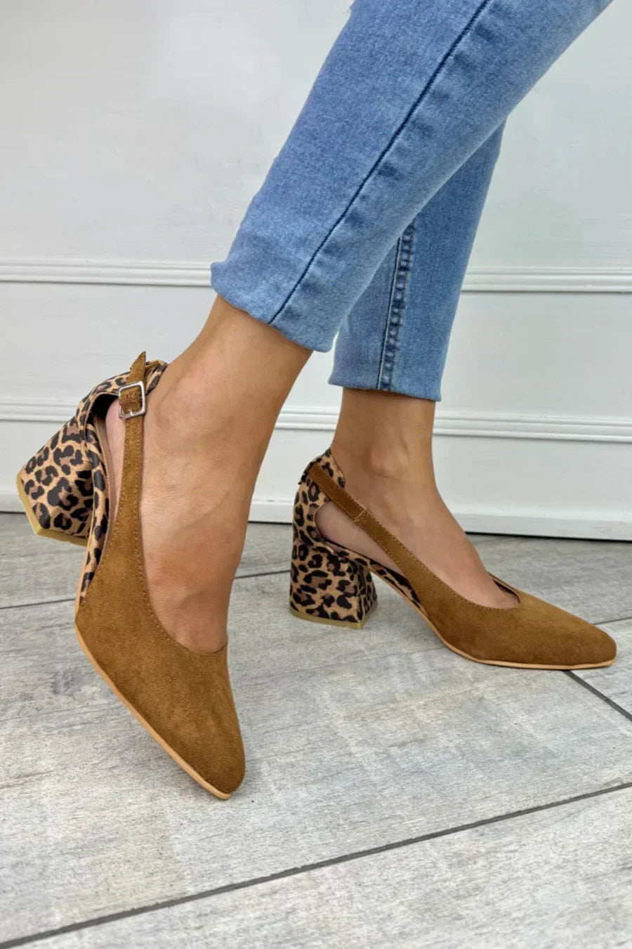 Slingbacks met luipaardprint