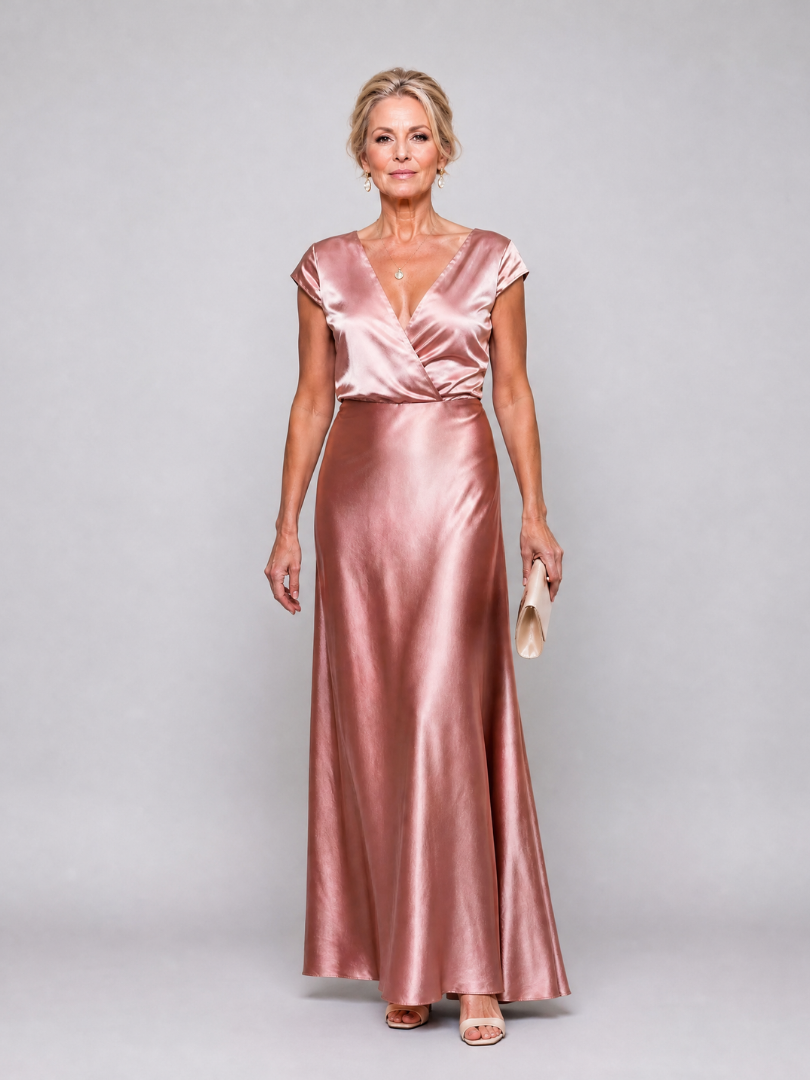 Samouse maxi-jurk met cap sleeves en overslaglijfje